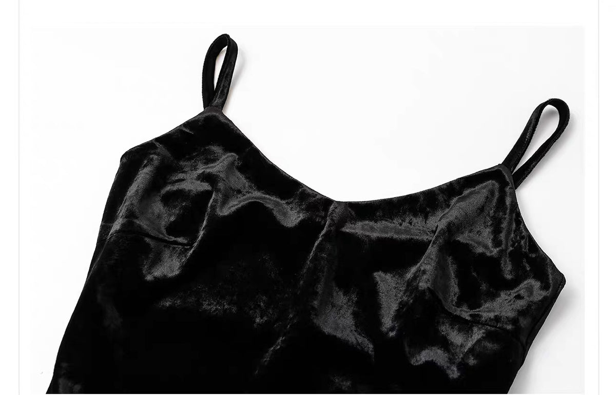 Velvet Maxi Dress — Black