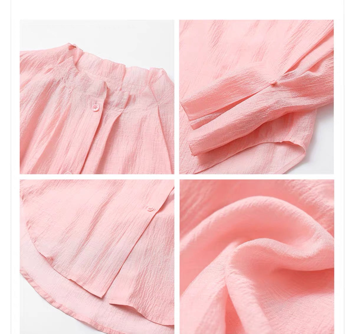 Pink Sheer Ruffle Sleeve Blouse