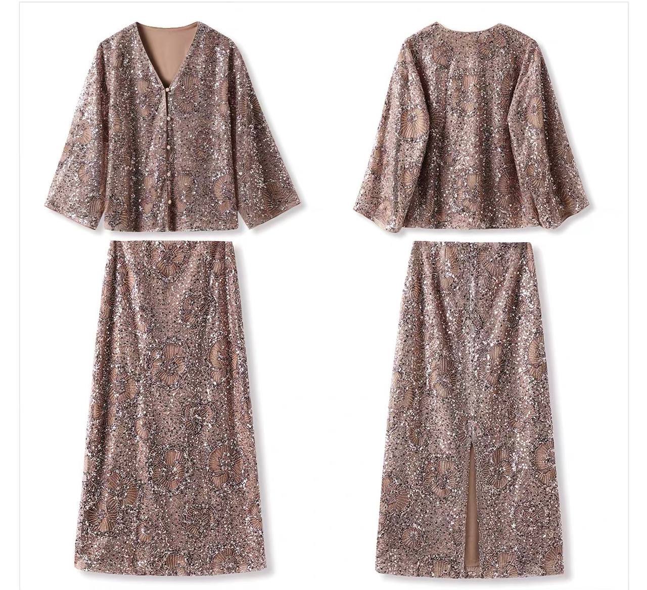 Aurelia Sequin Kimono & Skirt Set