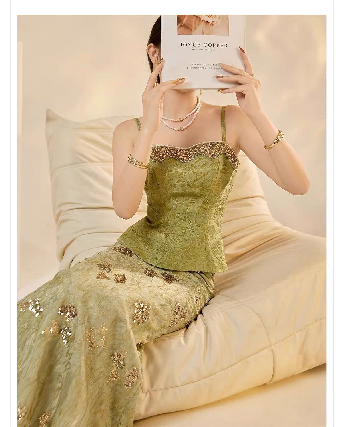 Embellished Jacquard Corset Top