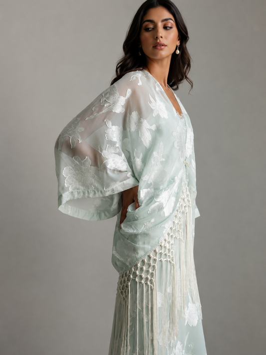 Amara Fringe Kimono Mint
