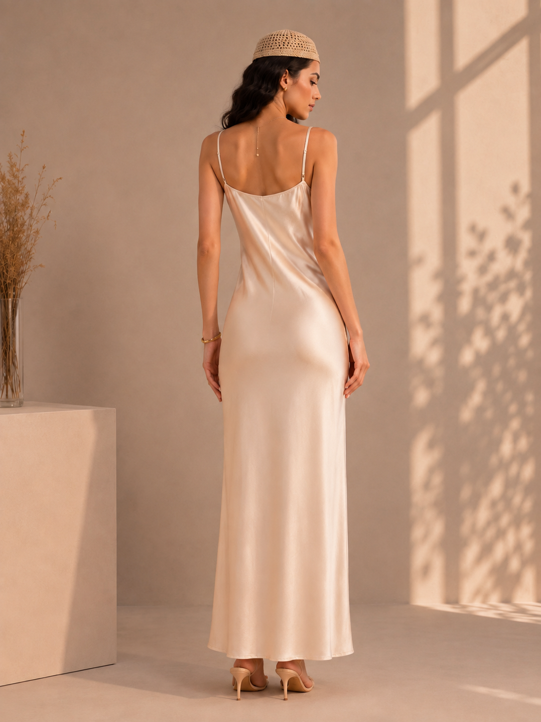 Camellia Satin Maxi Dress Cream