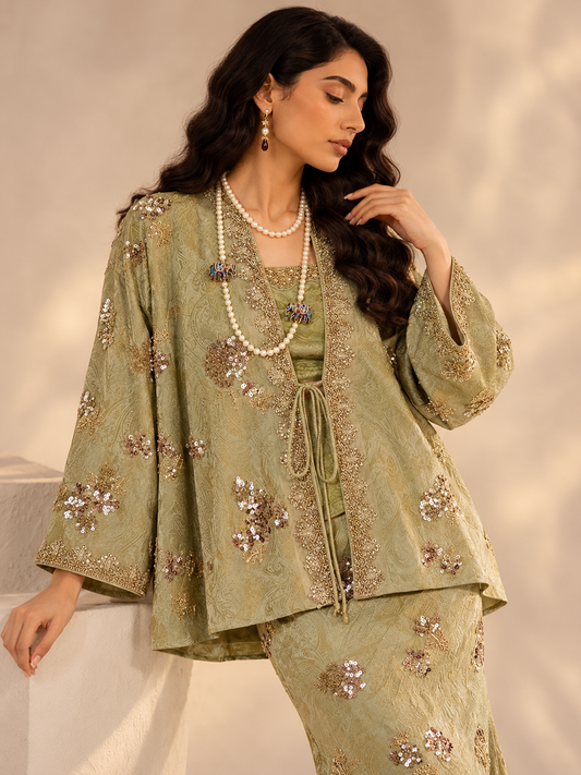 Embellished Jacquard Kimono