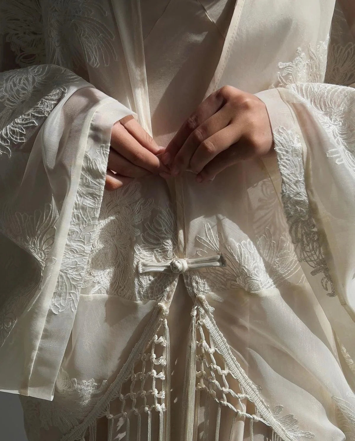 Embroidered Fringe Kimono
