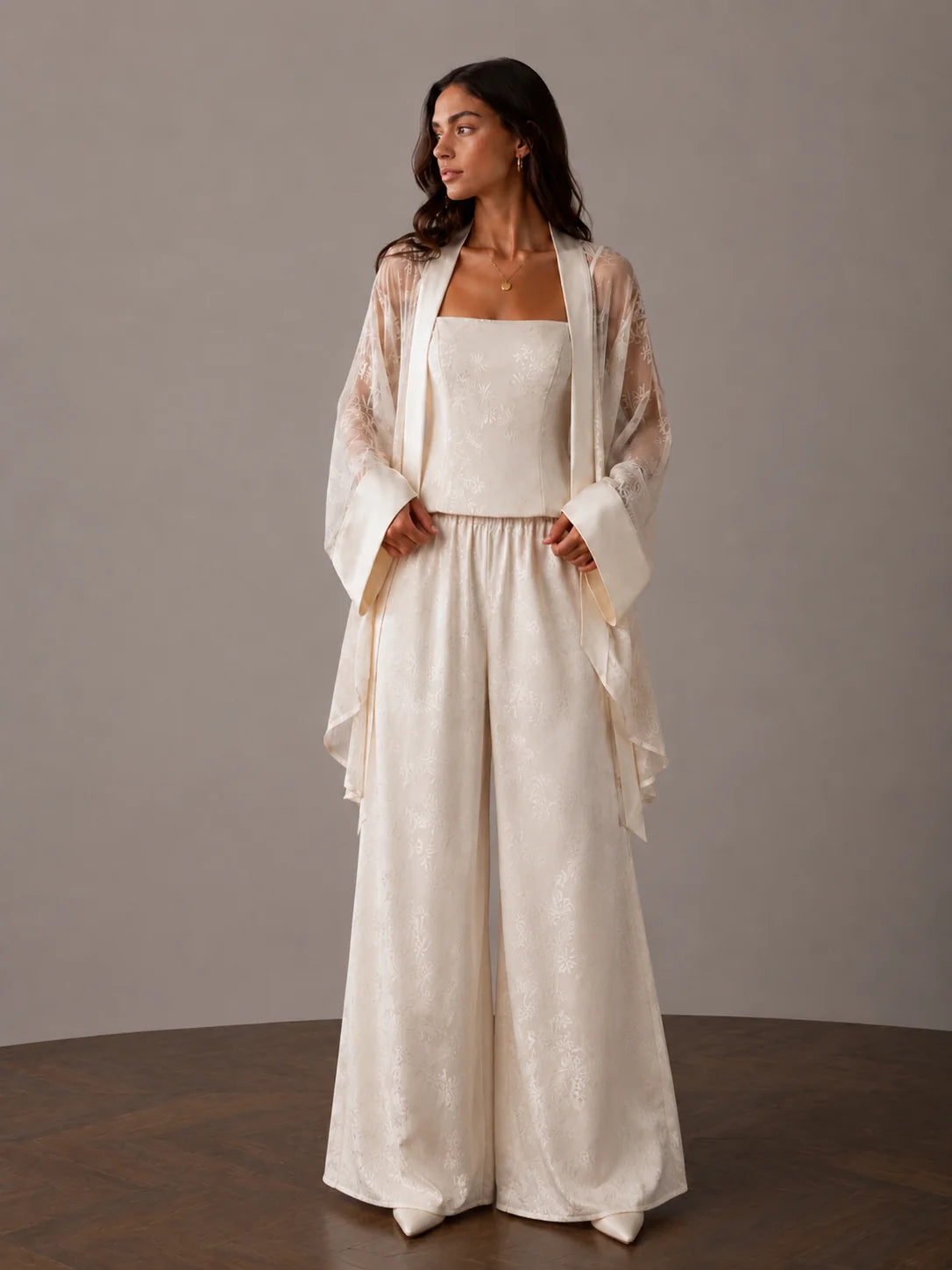 Jacquard Wide-Leg Pants