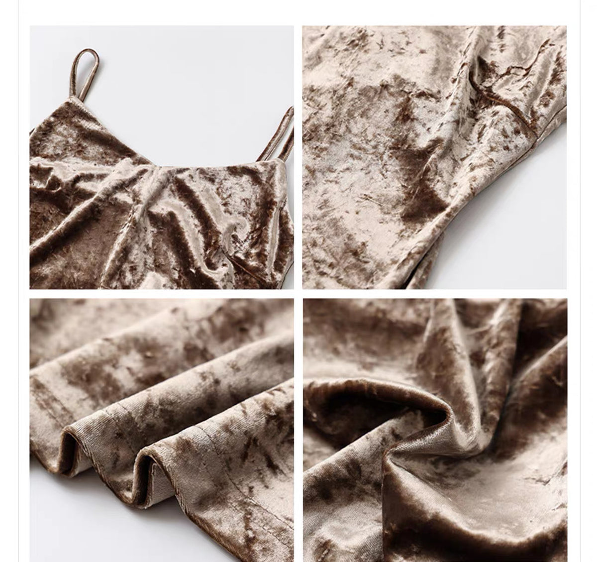 Velvet Maxi Dress — Beige