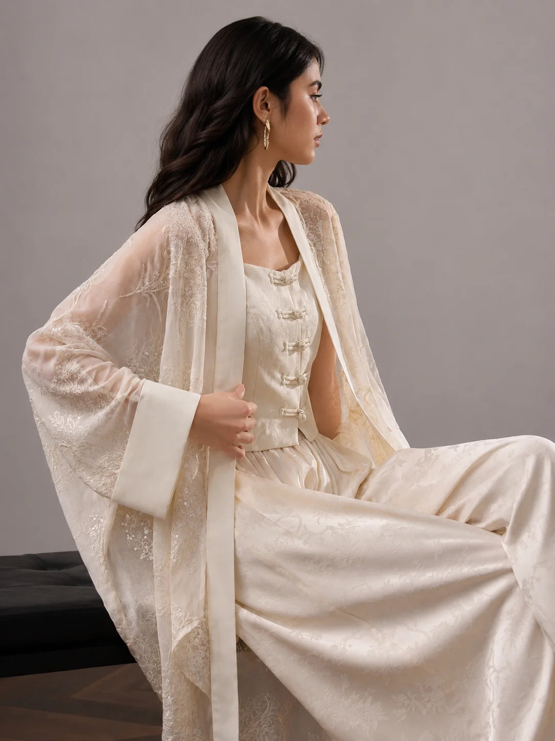 Jacquard Wide-Leg Pants