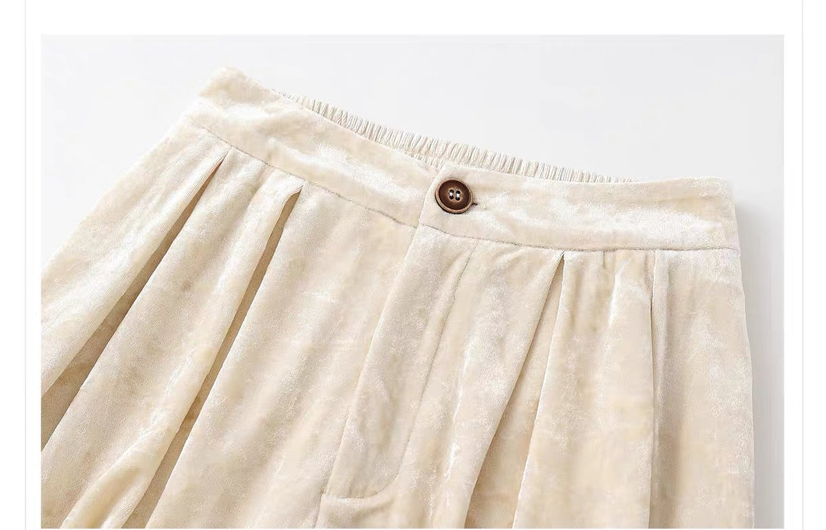 Velvet Wide-Leg Pants