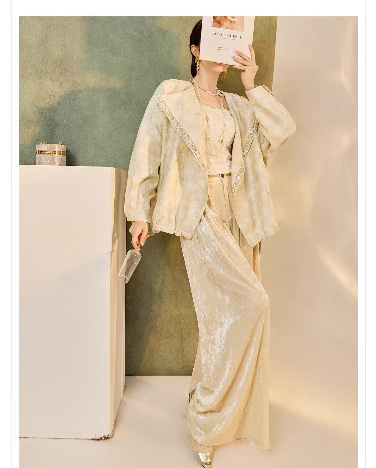 Velvet Wide-Leg Pants