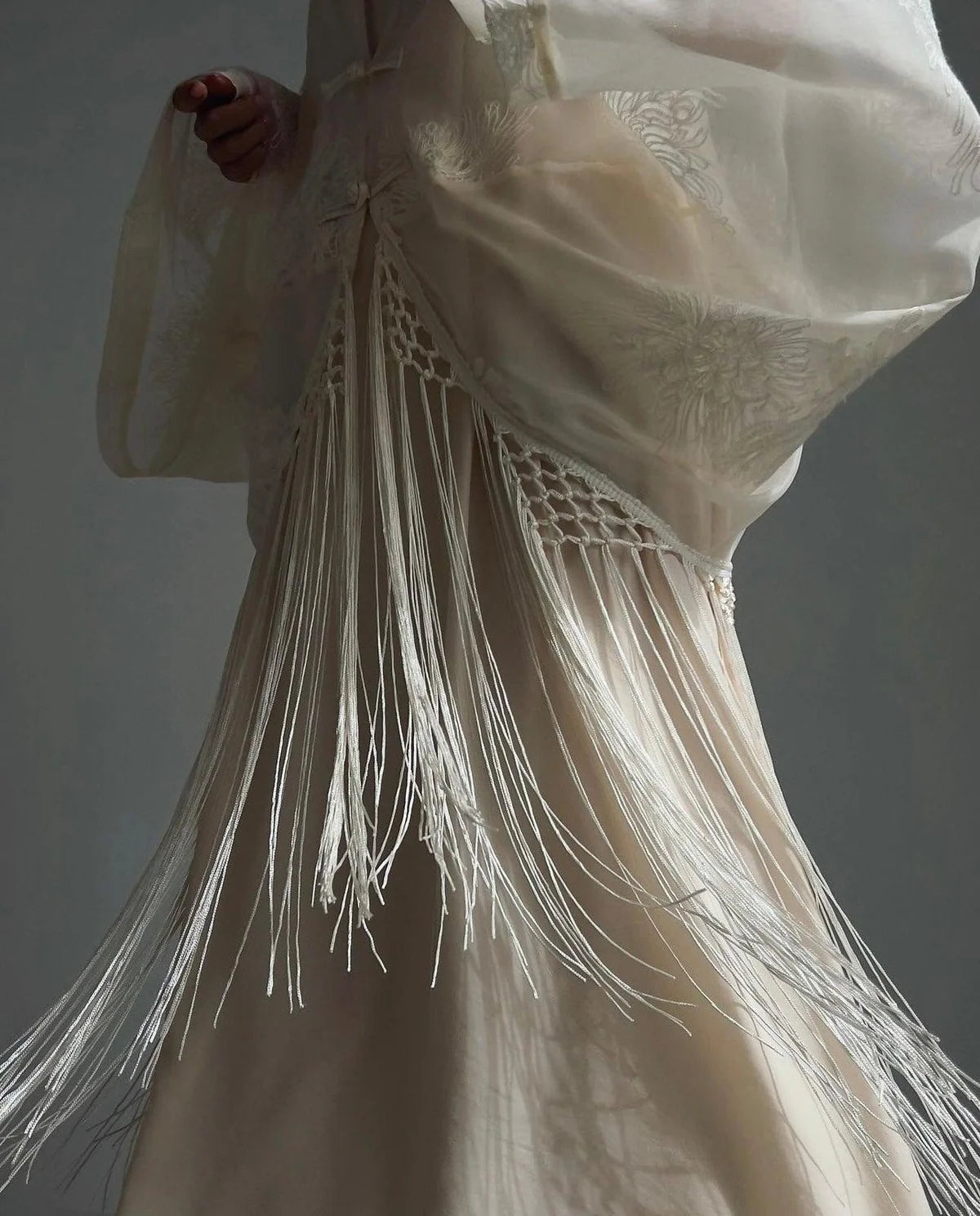 Embroidered Fringe Kimono