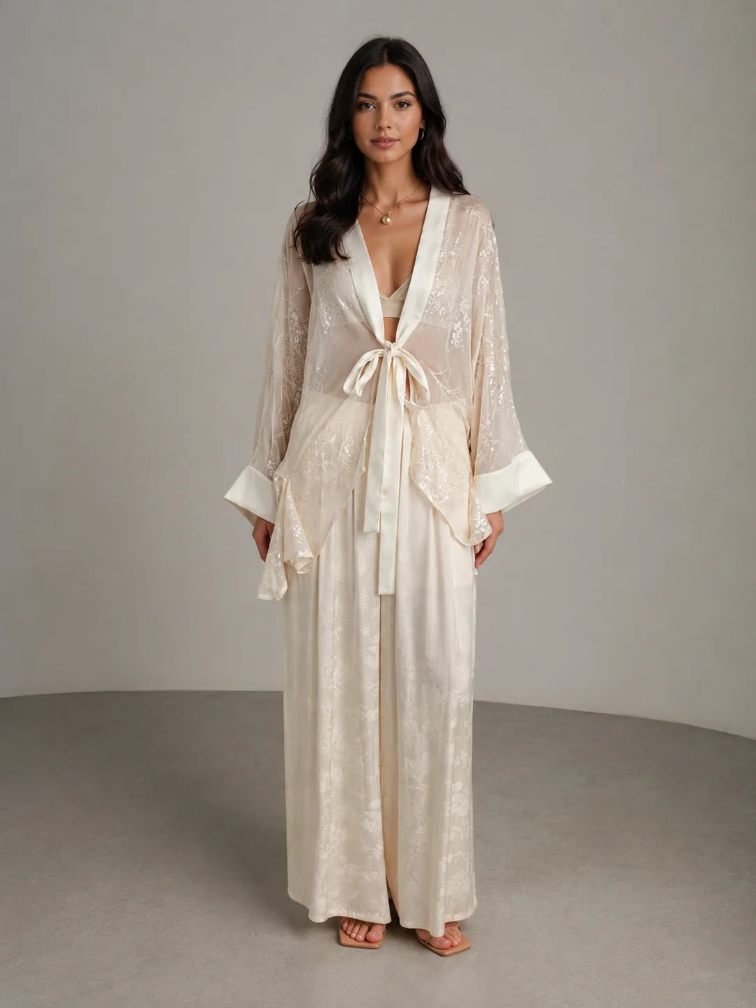 Jacquard Wide-Leg Pants