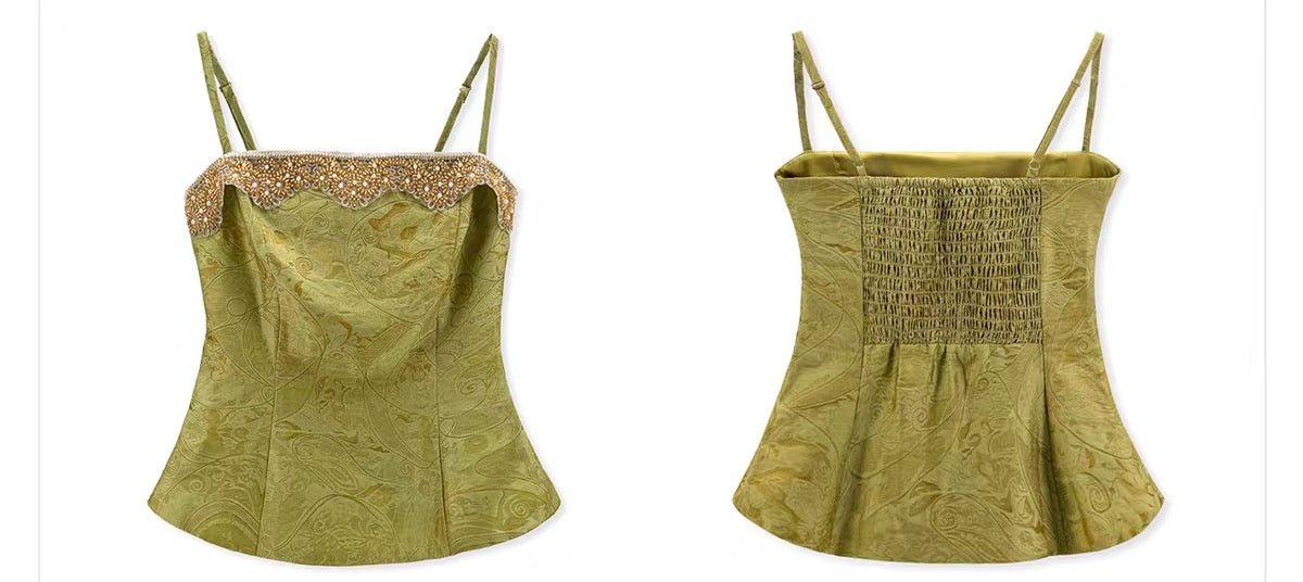 Embellished Jacquard Corset Top