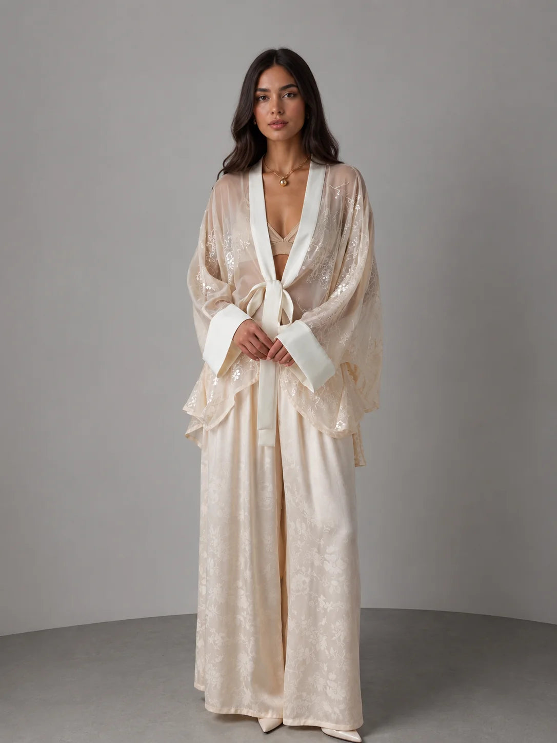 Jacquard Wide-Leg Pants