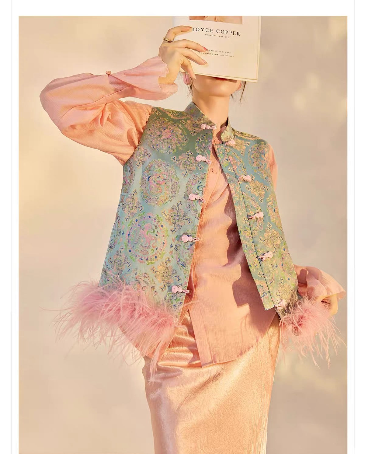 Pink Sheer Ruffle Sleeve Blouse