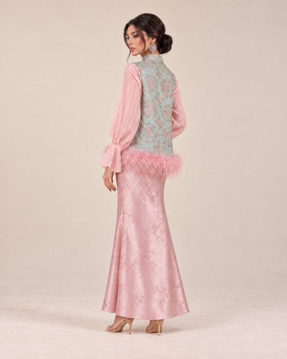 Pink Floral Jacquard Maxi Skirt