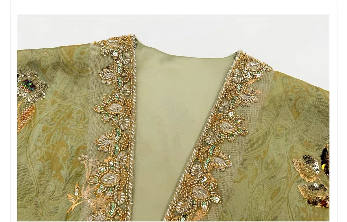 Embellished Jacquard Kimono