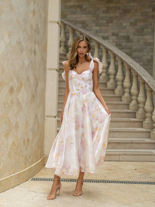 Lillian Floral Organza Midi Dress