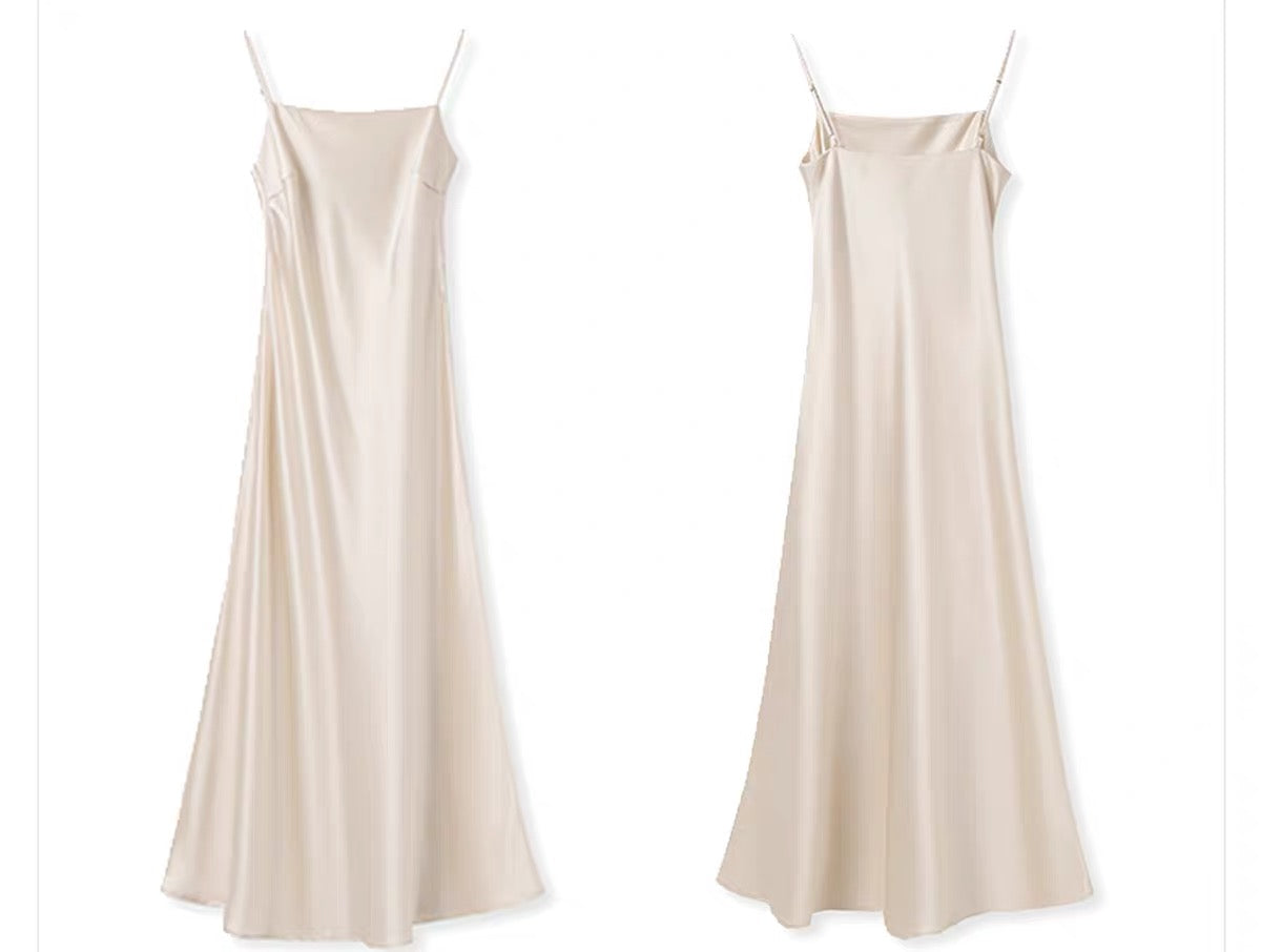 Camellia Satin Maxi Dress Cream
