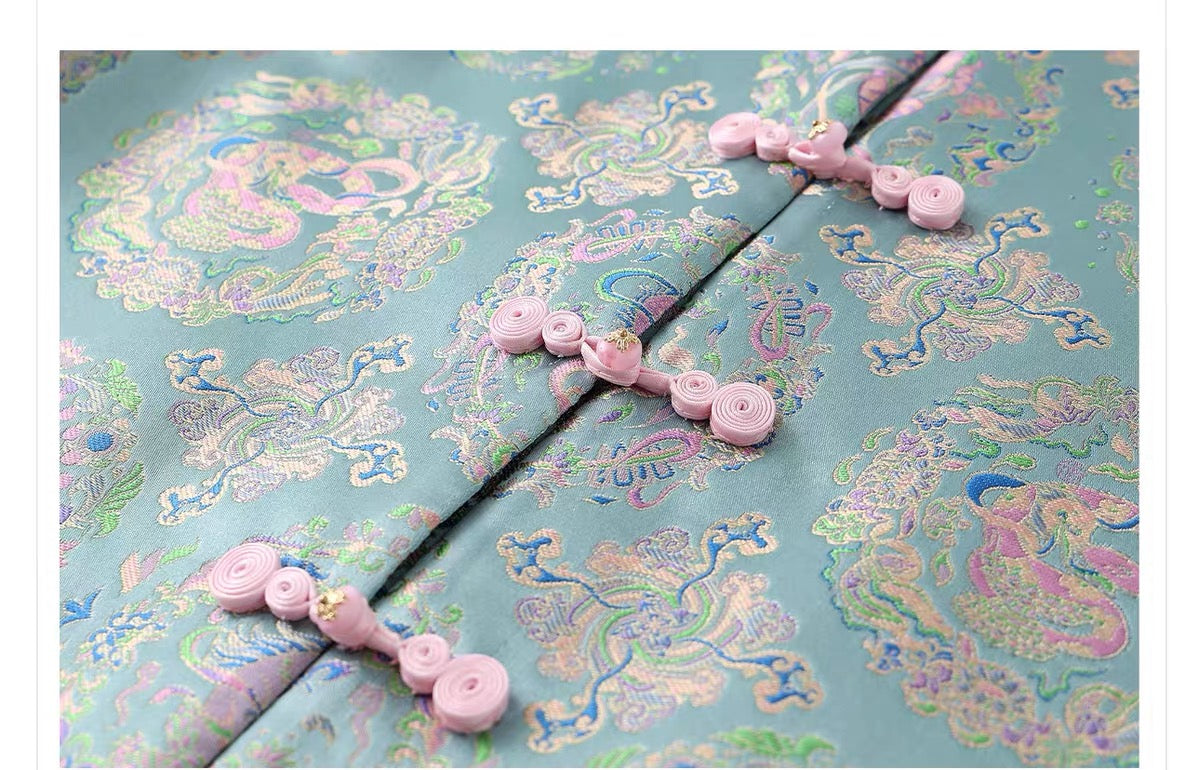 Pastel Jacquard Feather Trim Vest