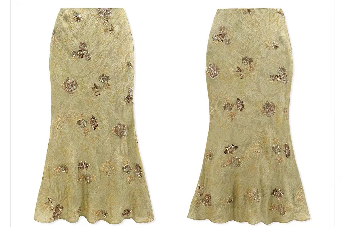 Embellished Jacquard Maxi Skirt