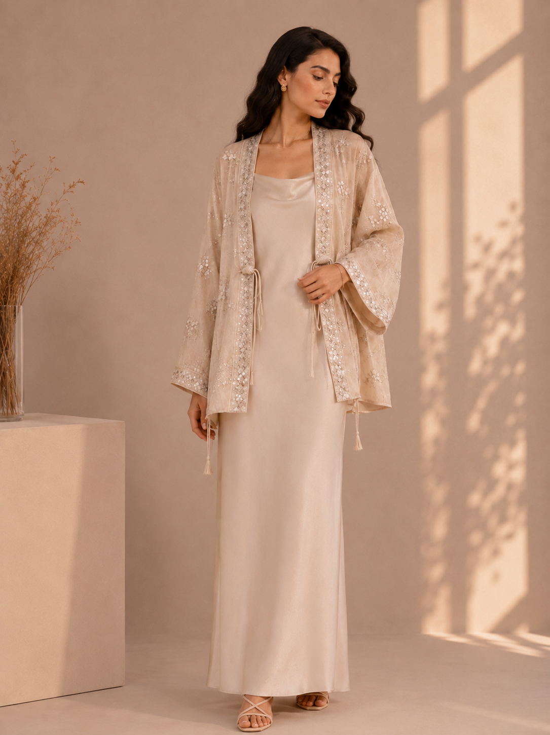 Camellia Satin Maxi Dress Cream