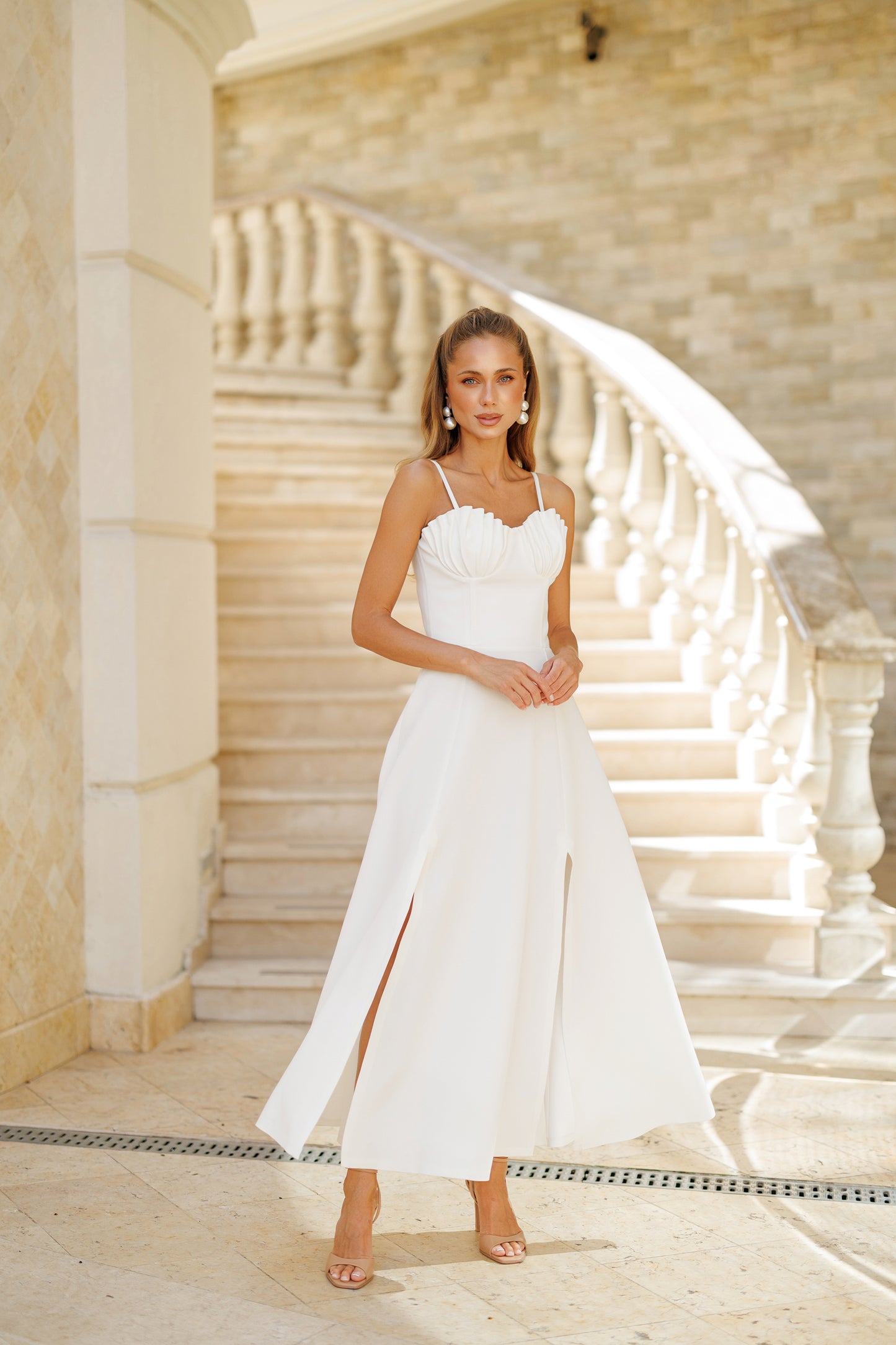 Julia Pleated Bust Midi Dress
