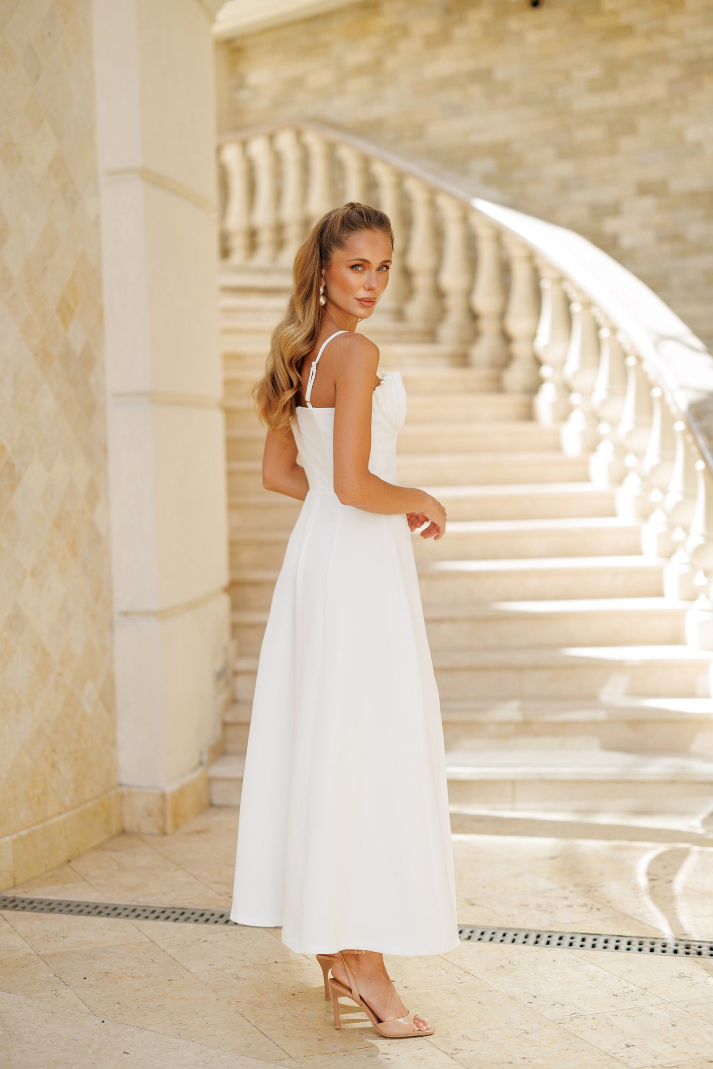 Julia Pleated Bust Midi Dress