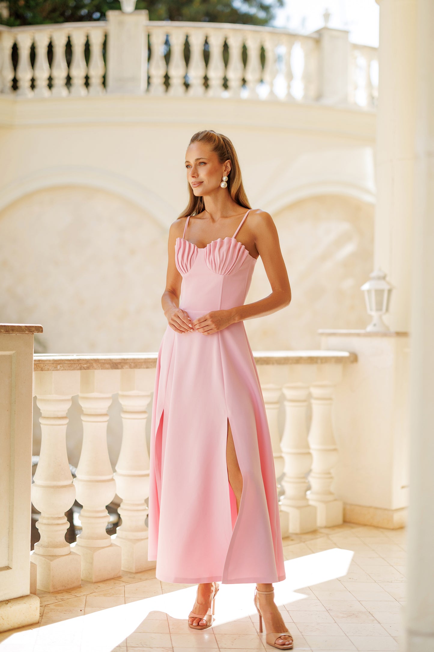 Julia Pleated Bust Midi Dress