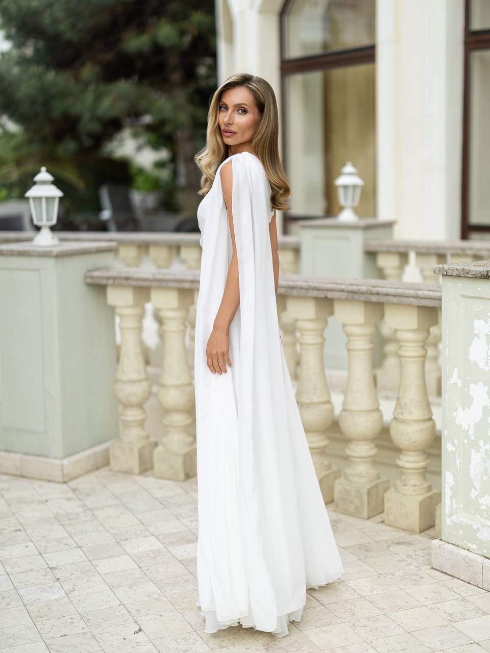 Celestia One-Shoulder Chiffon Maxi Dress