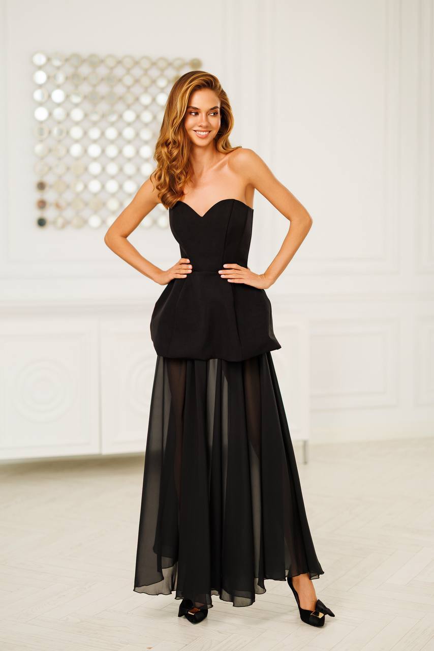 Peplum Chiffon Maxi Dress Set