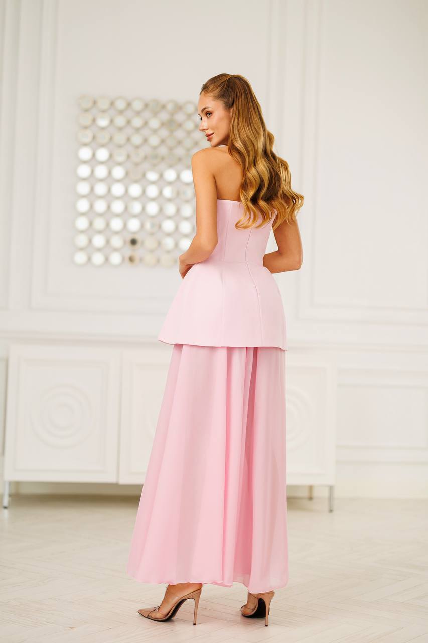 Peplum Chiffon Maxi Dress Set