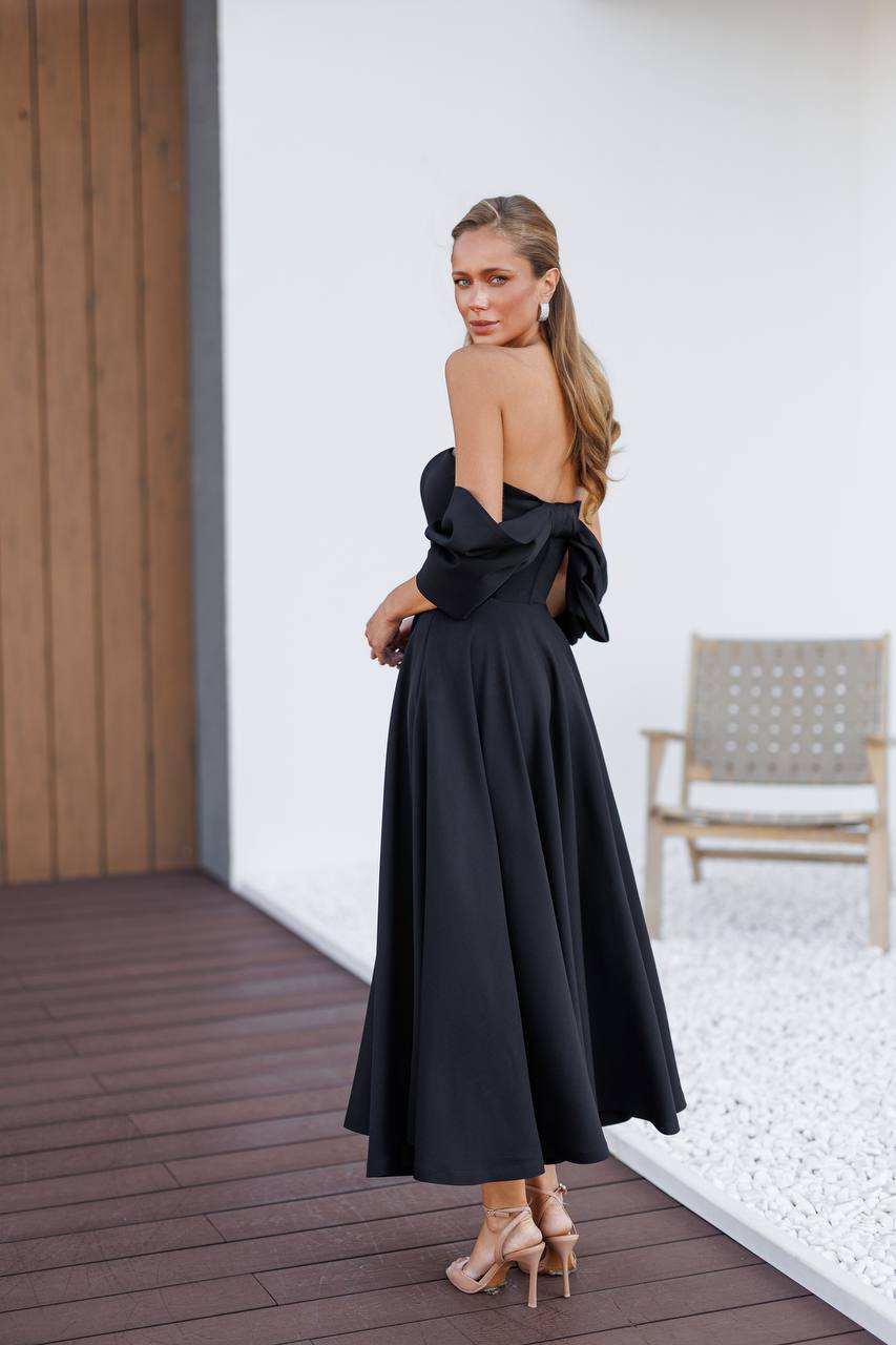 Sculpted Off-Shoulder Midi Dress