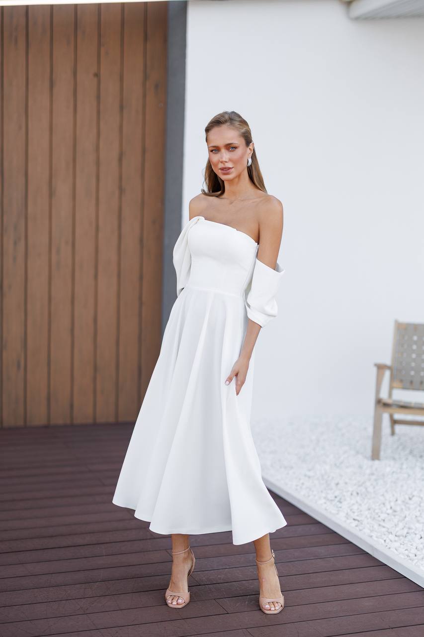 Sculpted Off-Shoulder Midi Dress
