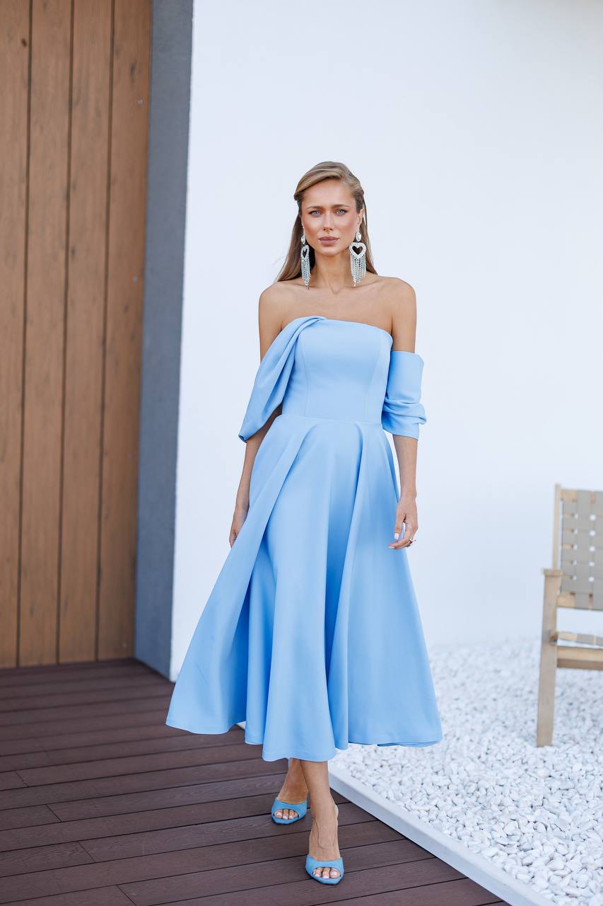 Sculpted Off-Shoulder Midi Dress