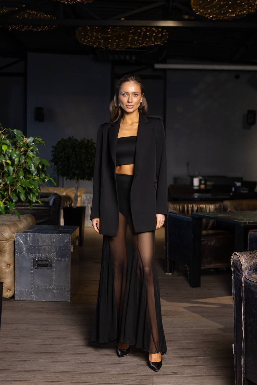 Sheer Mesh Maxi Skirt with Shorts
