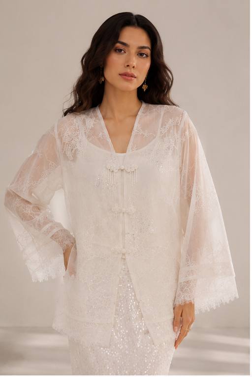 Camellia Lace Kimono Milk