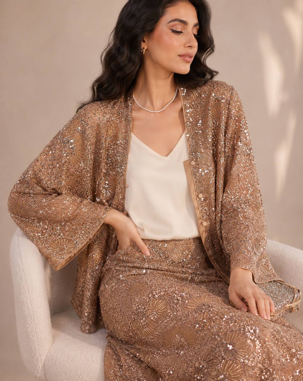 Aurelia Sequin Kimono & Skirt Set