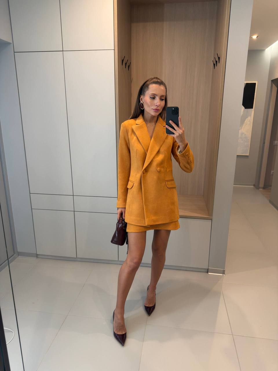 Aurelia Suede Blazer & Mini Skirt Set