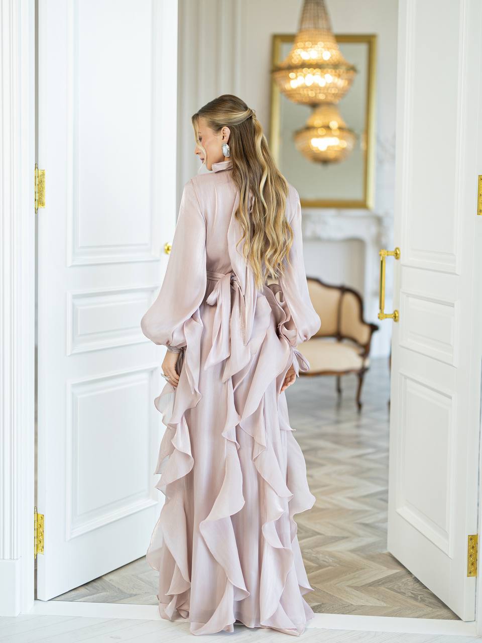 Elara Ruffled Organza Maxi Dress