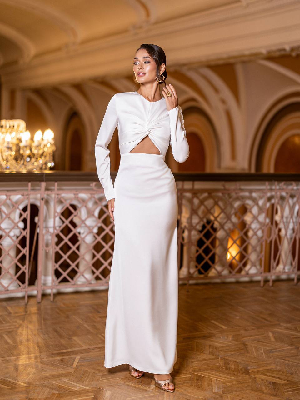 Aurélie Twist Satin Maxi Dress