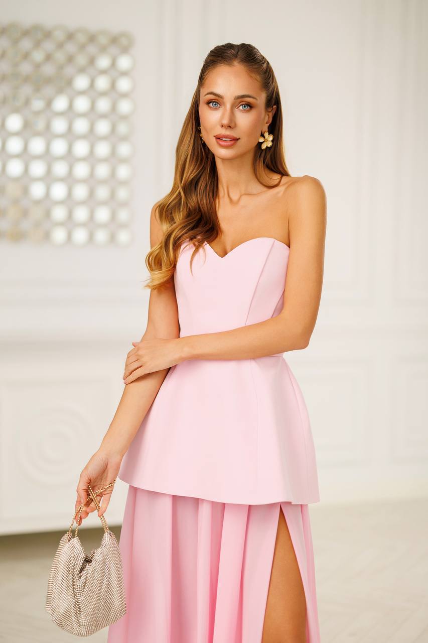 Peplum Chiffon Maxi Dress Set