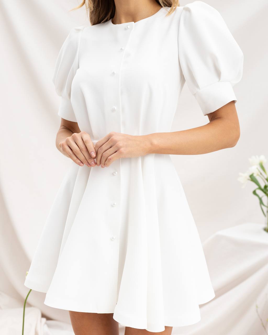 Classic Puff Sleeve Mini Dress