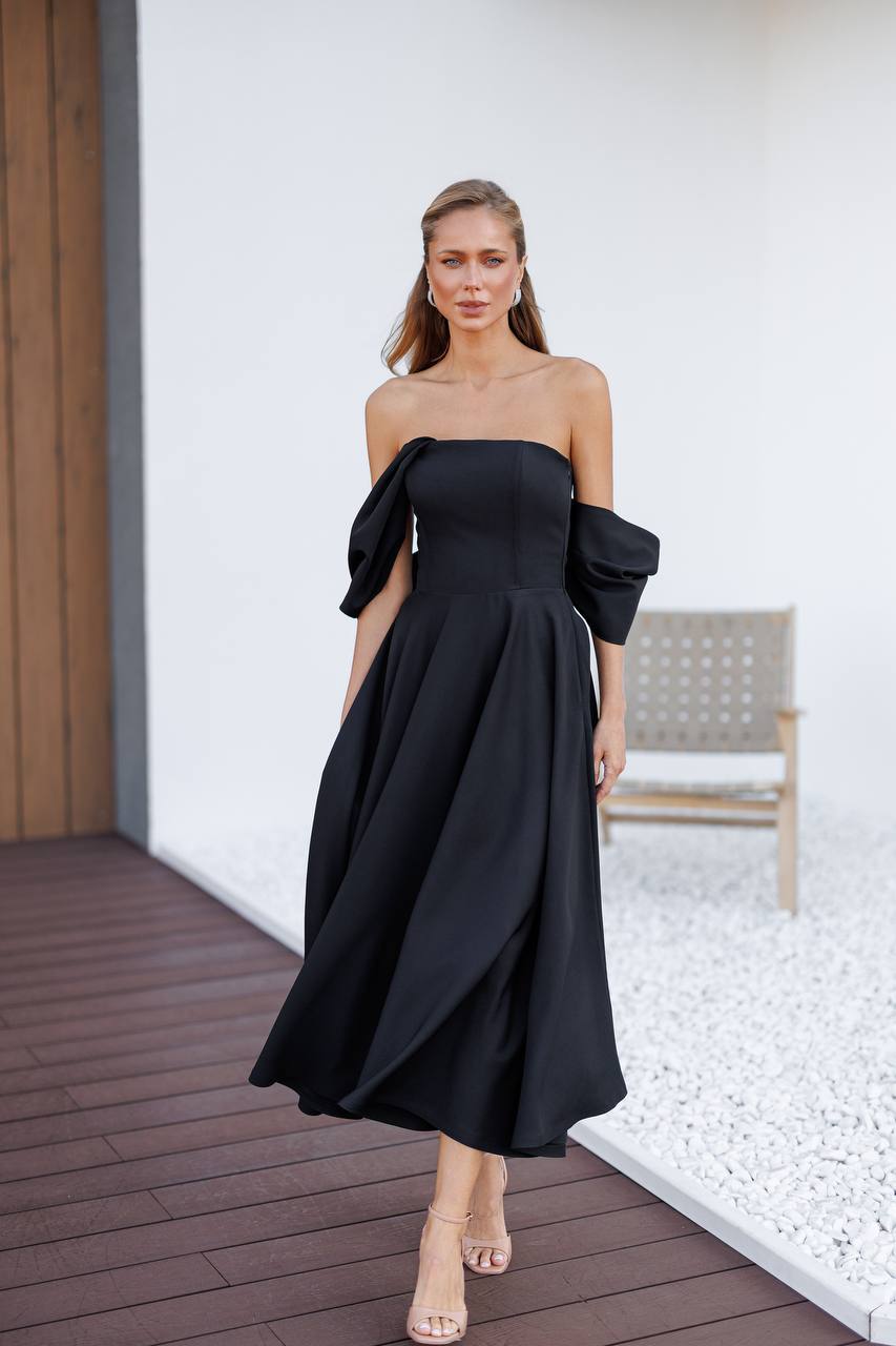 Sculpted Off-Shoulder Midi Dress