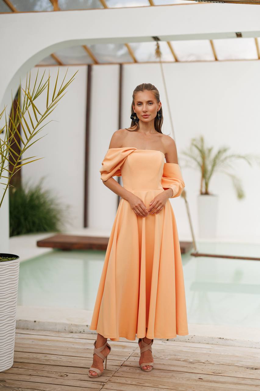 Sculpted Off-Shoulder Midi Dress