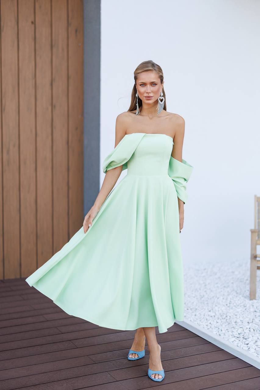 Sculpted Off-Shoulder Midi Dress