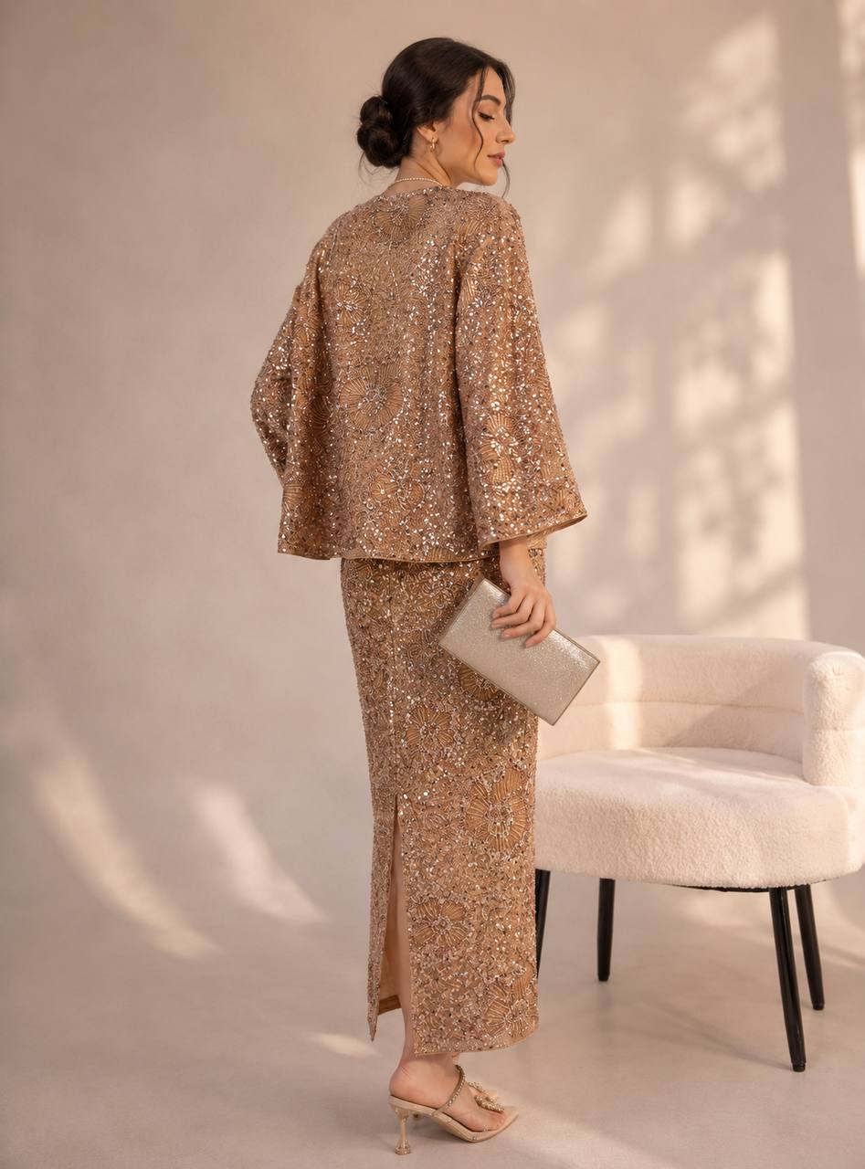 Aurelia Sequin Kimono & Skirt Set