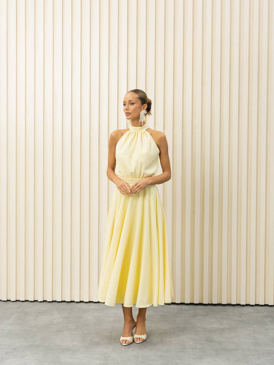 Celeste Chiffon Halter Midi Dress