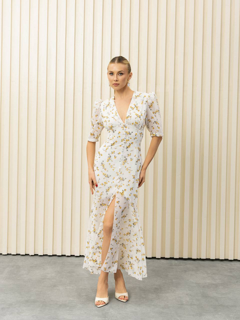 Amélie Floral Chiffon Midi Dress