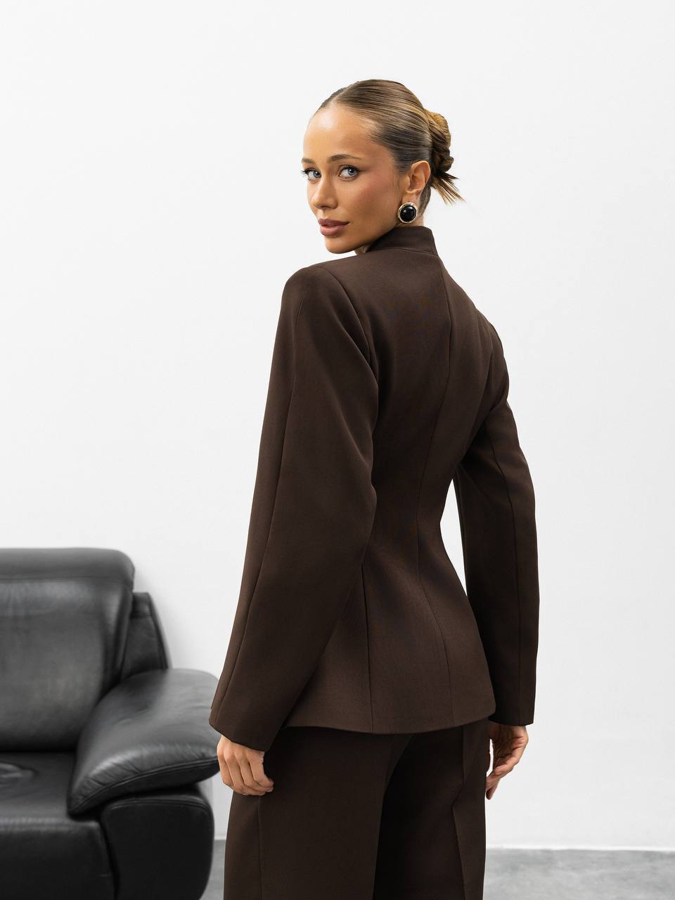 Serena Sculpted Gold Button Suit