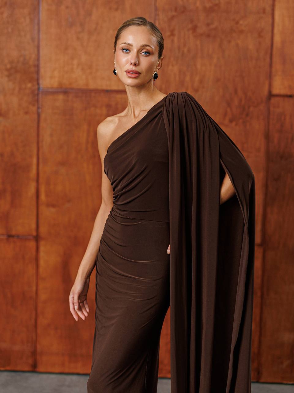 Selene One-Shoulder Draped Maxi Dress